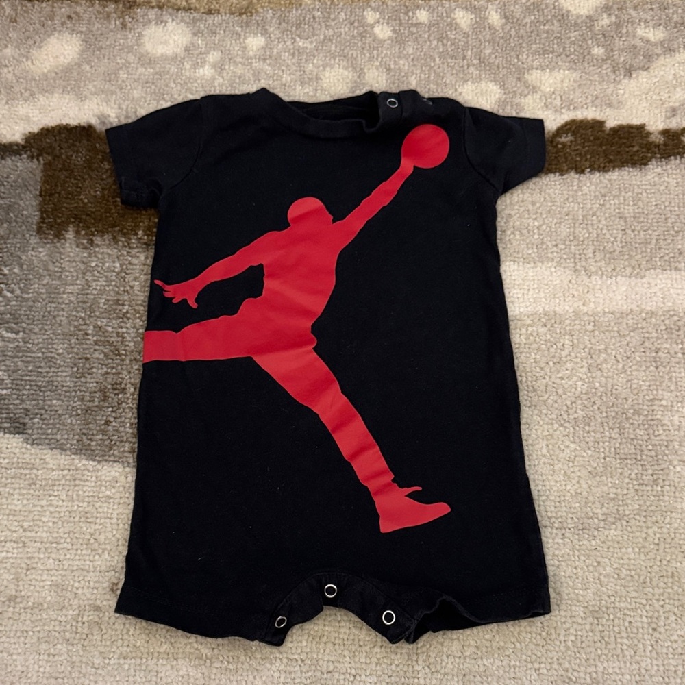 Jordan Black and Red Kids Bodysuit